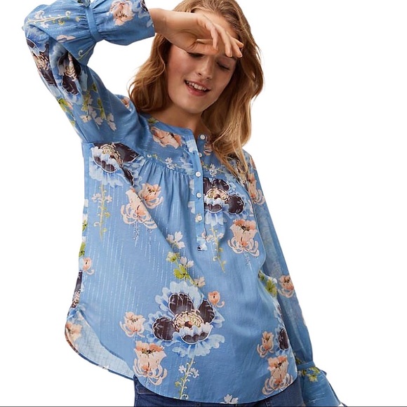 LOFT | Shimmer Blossom Tie Cuff Blouse - Picture 5 of 11